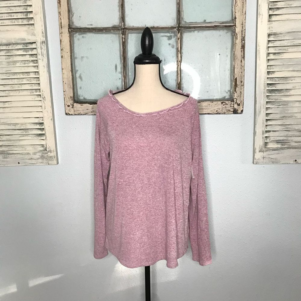 Gibson Buckle Knit Mauve Soft Sweater Women's Long Sleeve Size Large